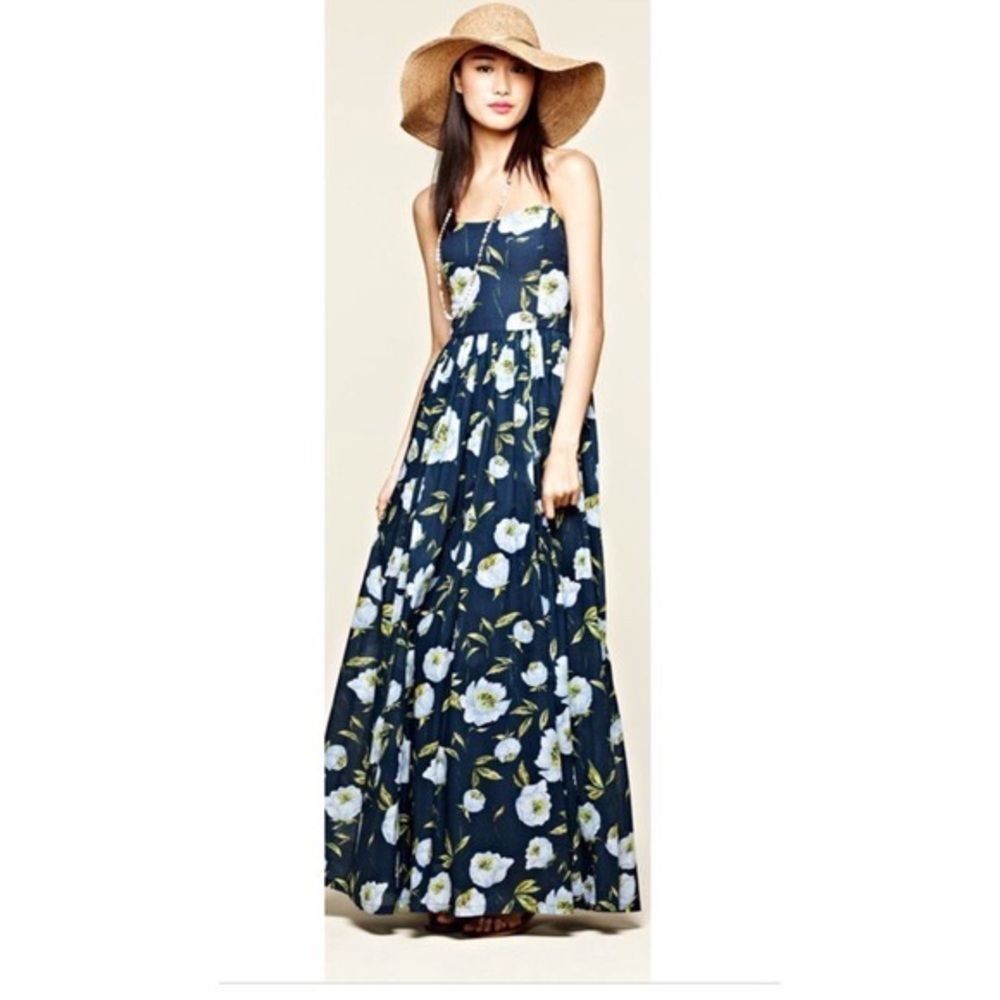 French Connection Floral Strapless Maxi Dress